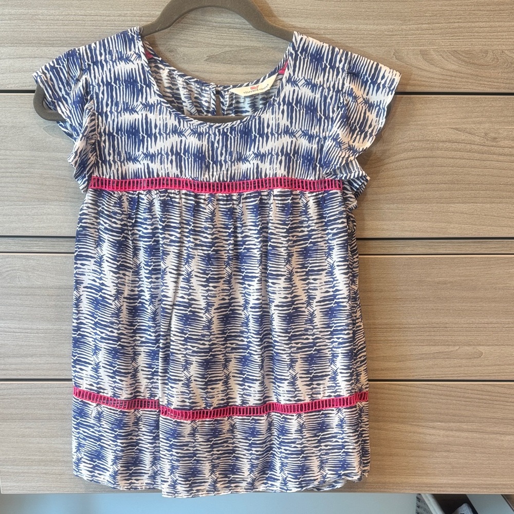 Vineyard Vines Blue and Pink Patterned Blouse